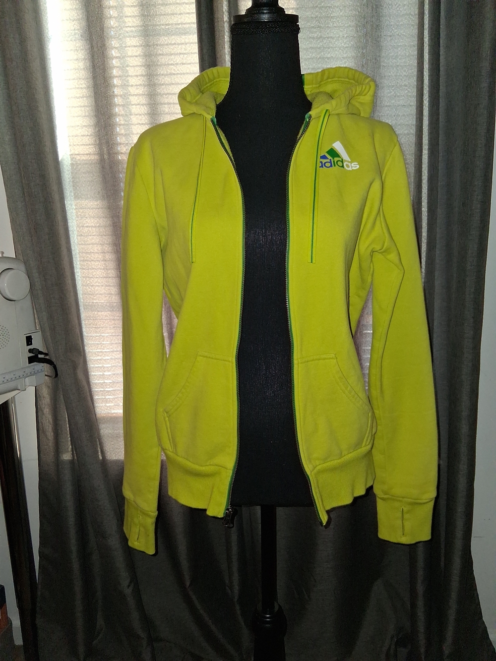 adidas Women's Neon Yellow Full-Zip Hoodie